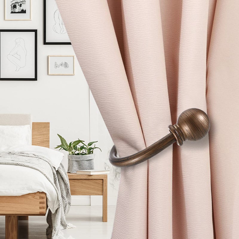 Sumnacon Set of 2 Decorative Curtain Holdbacks, Wall Mounted Aluminum Alloy Window Drapery Tiebacks for Bedroom, Livingroom Office Come with Screws, Red Bronze - Image 4